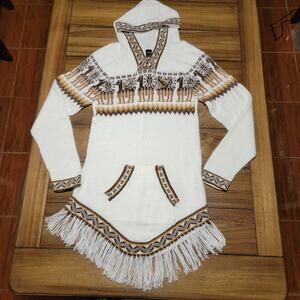 Kactus Long Pull Over Knitted Hooded Sweater 100% Alpaca Wool - Size XS